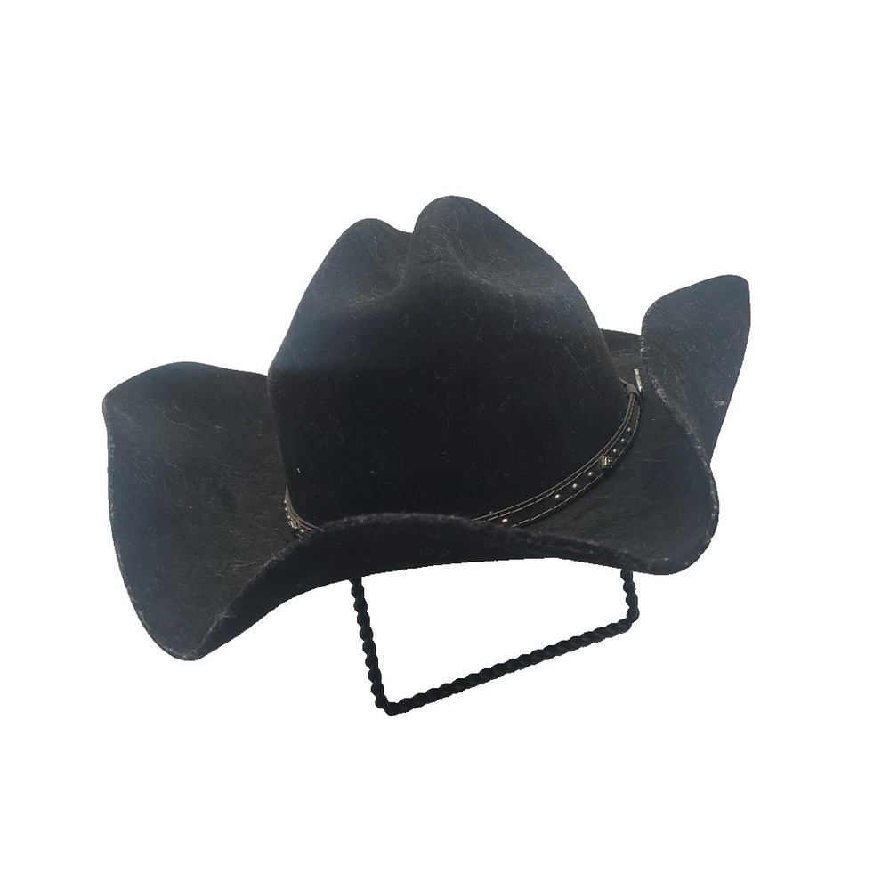 Men's Justin XX 100% Wool Black Cowboy Hat‎ Size 7 3/9 59 Folded Bent Style